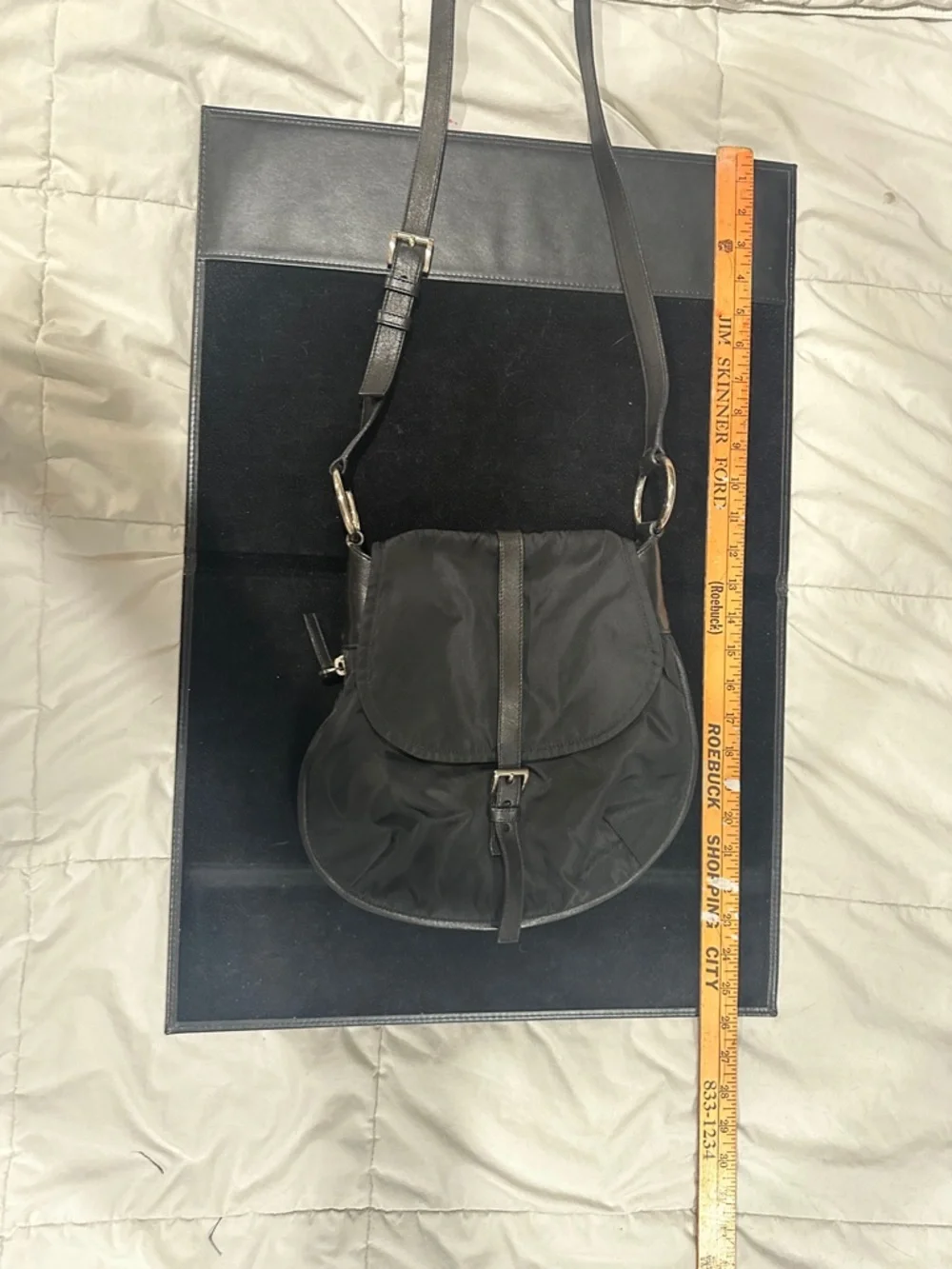 Prada Black Nylon Shoulder Hobo with Leather Trim - Picture 3 of 16